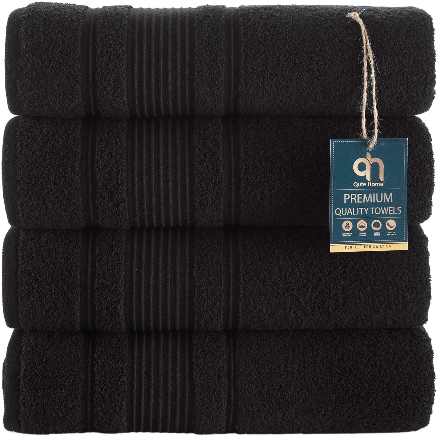 Qute Home Spa & Hotel Towels Towel Set, Bath Towels 27"x54", Hand Towels 16"x30", and Washcloths 13"x13"