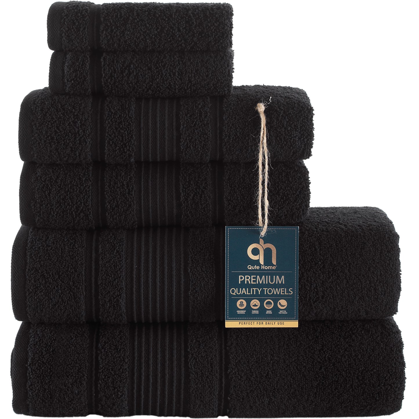 Qute Home Spa & Hotel Towels Towel Set, Bath Towels 27"x54", Hand Towels 16"x30", and Washcloths 13"x13"