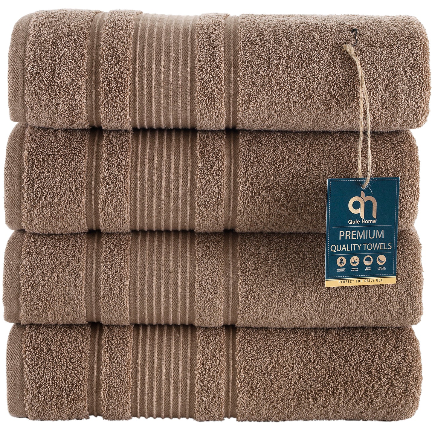 Qute Home Spa & Hotel Towels Towel Set, Bath Towels 27"x54", Hand Towels 16"x30", and Washcloths 13"x13"