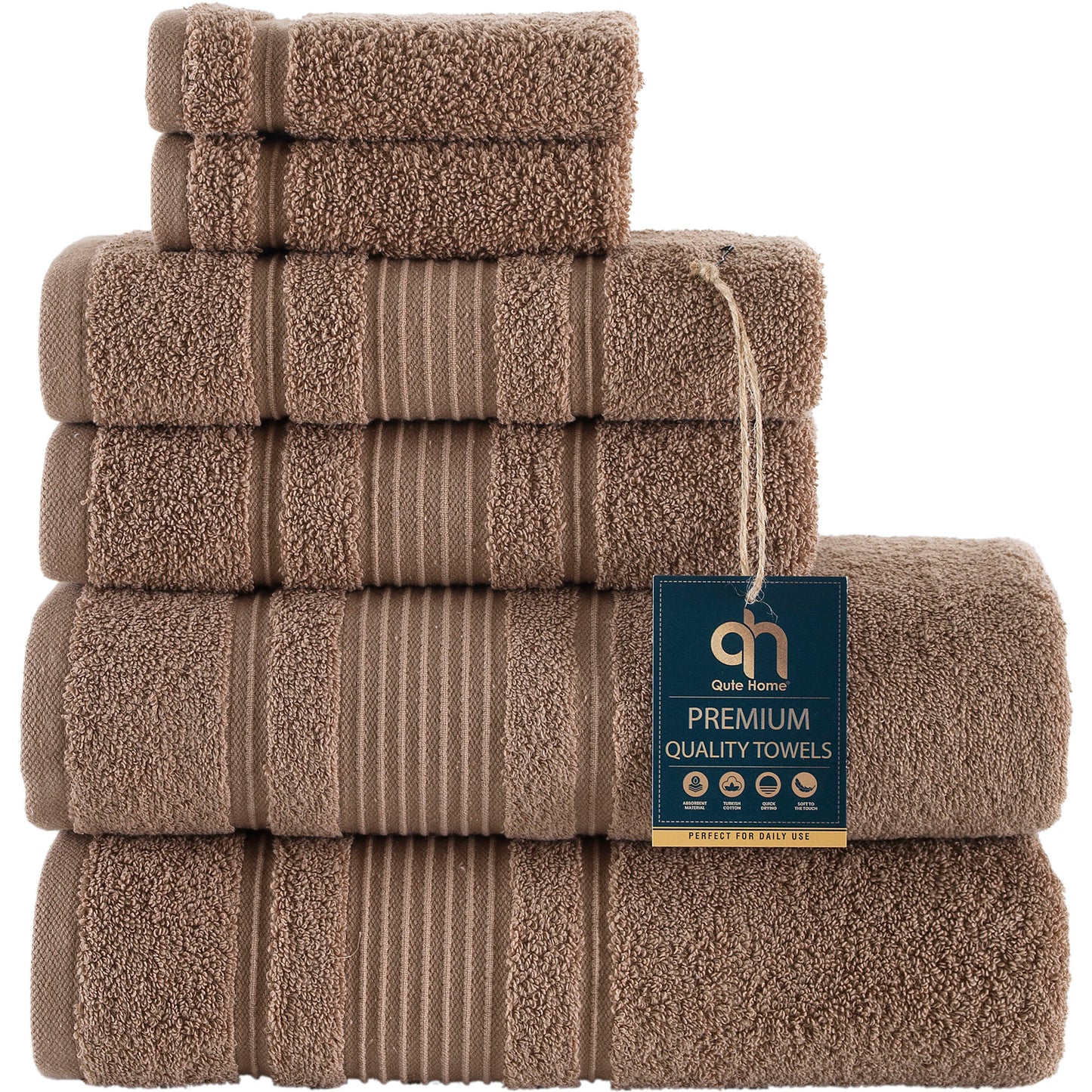 Qute Home Spa & Hotel Towels Towel Set, Bath Towels 27"x54", Hand Towels 16"x30", and Washcloths 13"x13"