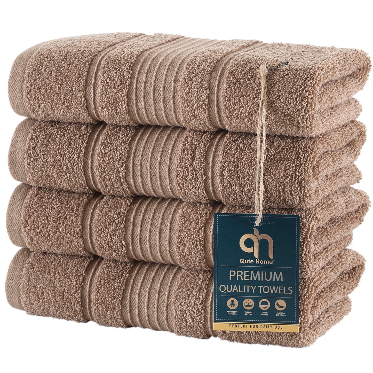 Qute Home Spa & Hotel Towels Towel Set, Bath Towels 27"x54", Hand Towels 16"x30", and Washcloths 13"x13"