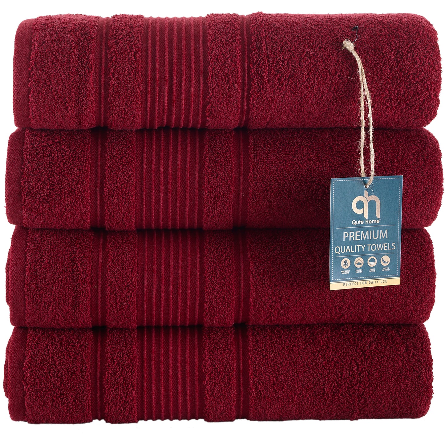 Qute Home Spa & Hotel Towels Towel Set, Bath Towels 27"x54", Hand Towels 16"x30", and Washcloths 13"x13"