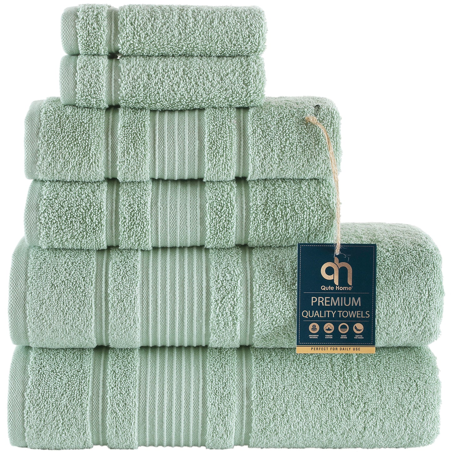 Qute Home Spa & Hotel Towels Towel Set, Bath Towels 27"x54", Hand Towels 16"x30", and Washcloths 13"x13"