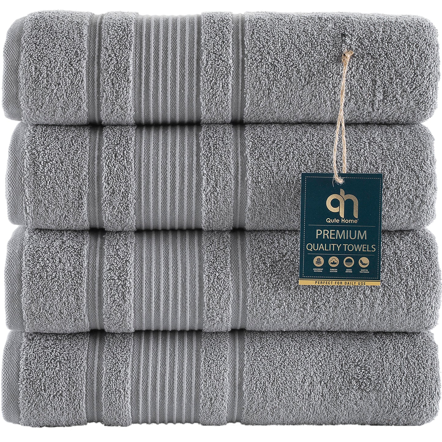 Qute Home Spa & Hotel Towels Towel Set, Bath Towels 27"x54", Hand Towels 16"x30", and Washcloths 13"x13"