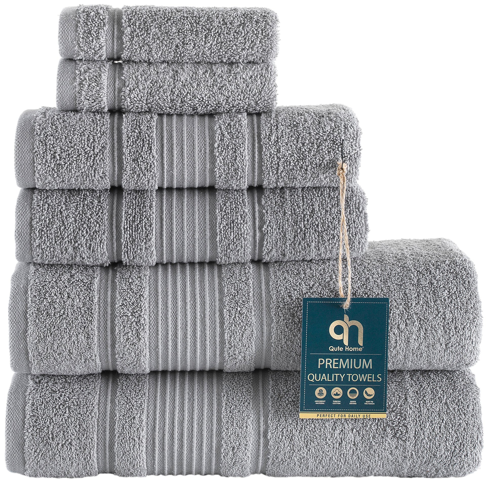 Hasen Hotel Luxury Bath Towel 6-Pack Set  100% Pure Cotton, Spa Quality  Absorbent, 1 - Baker's