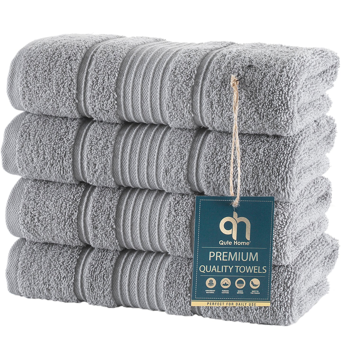 Qute Home Spa & Hotel Towels Towel Set, Bath Towels 27"x54", Hand Towels 16"x30", and Washcloths 13"x13"