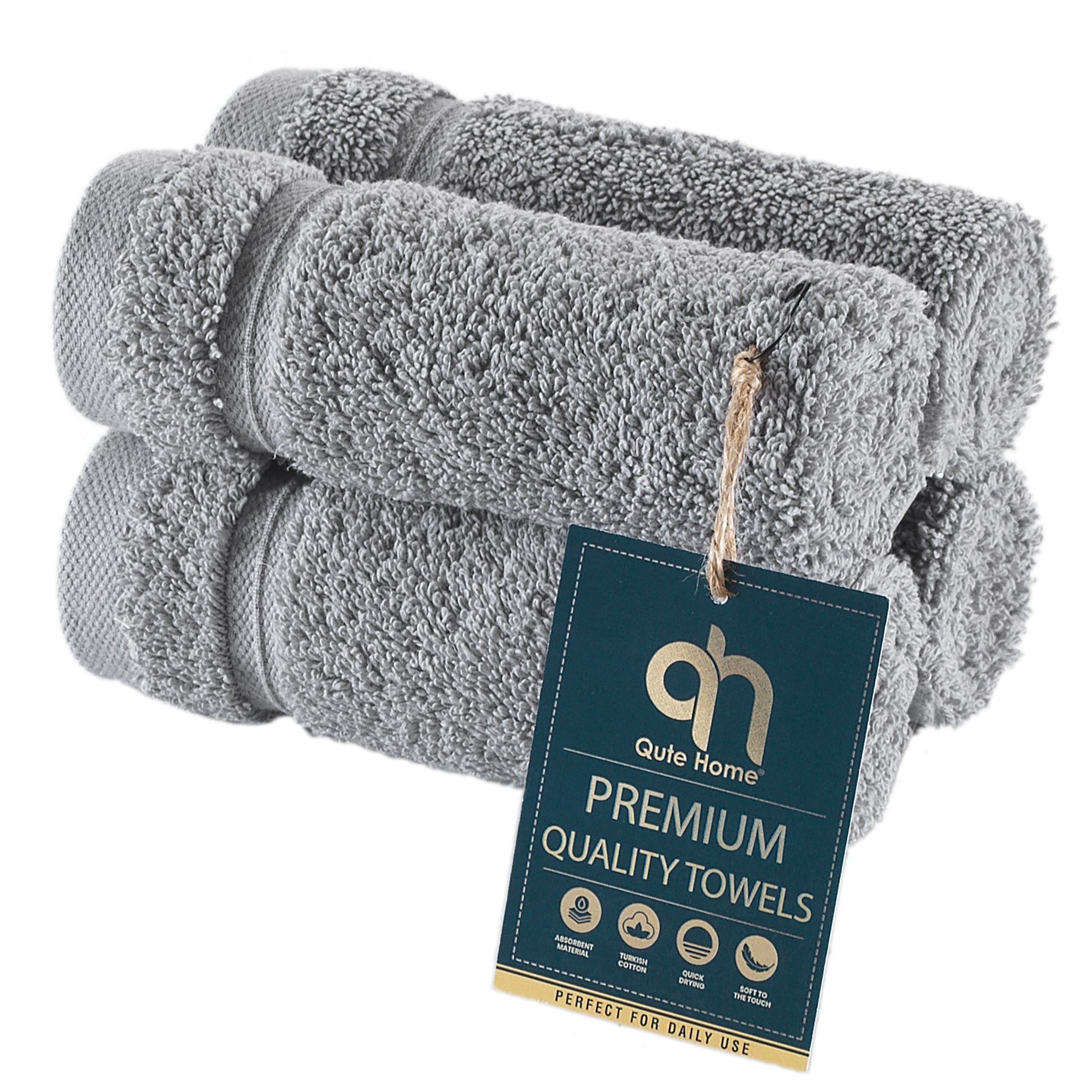 Qute Home 4-Piece Bath Towels Set 100% Turkish Cotton Premium Quality Towels for Bathroom Quick Dry Soft and Absorbent Turkish