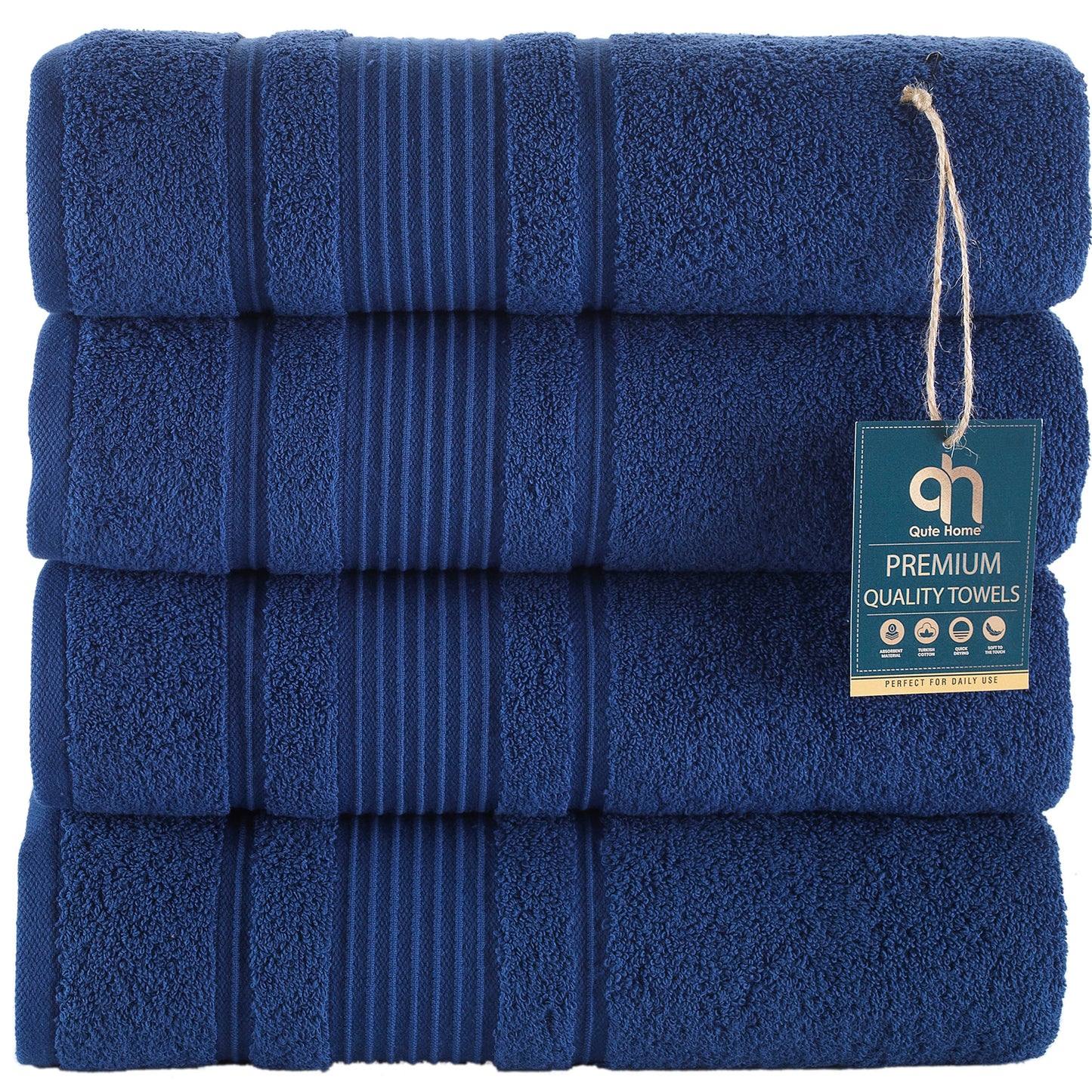 Qute Home Spa & Hotel Towels Towel Set, Bath Towels 27"x54", Hand Towels 16"x30", and Washcloths 13"x13"