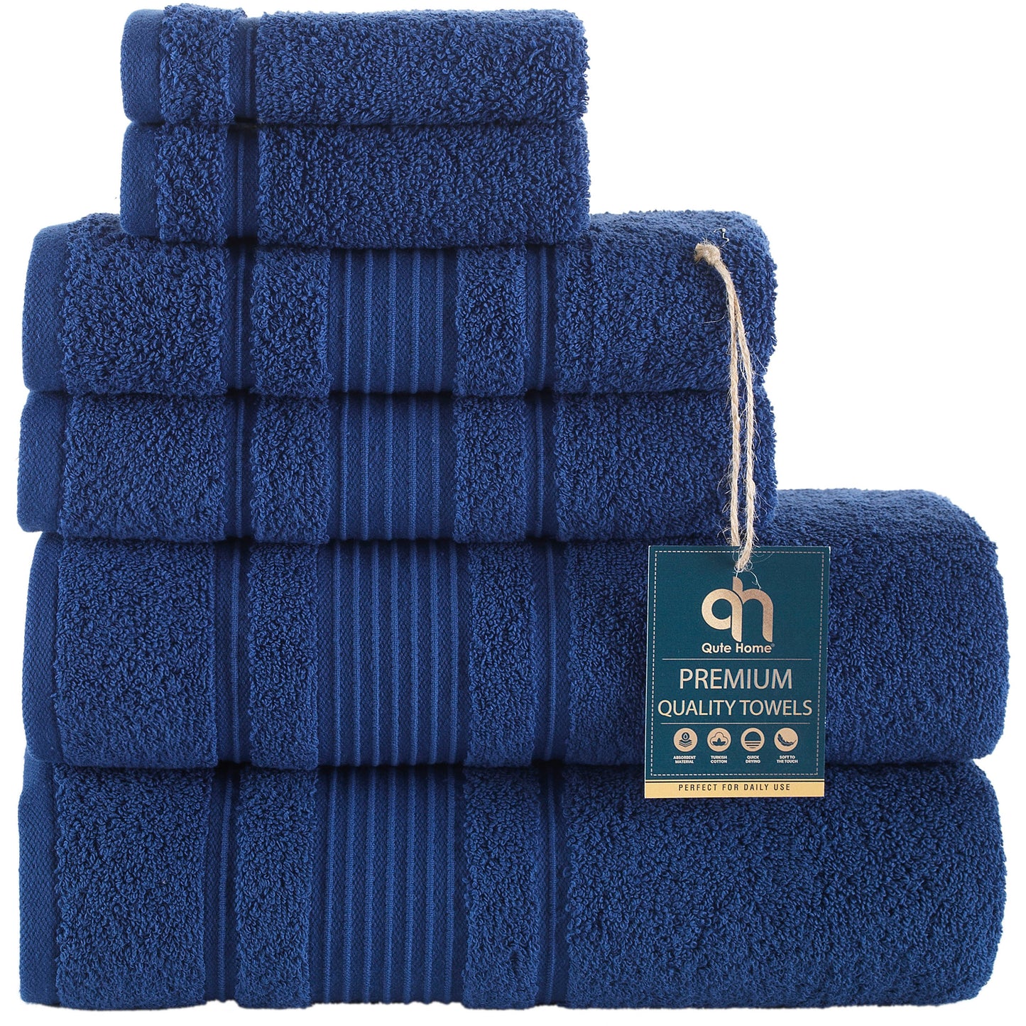 Qute Home Spa & Hotel Towels Towel Set, Bath Towels 27"x54", Hand Towels 16"x30", and Washcloths 13"x13"