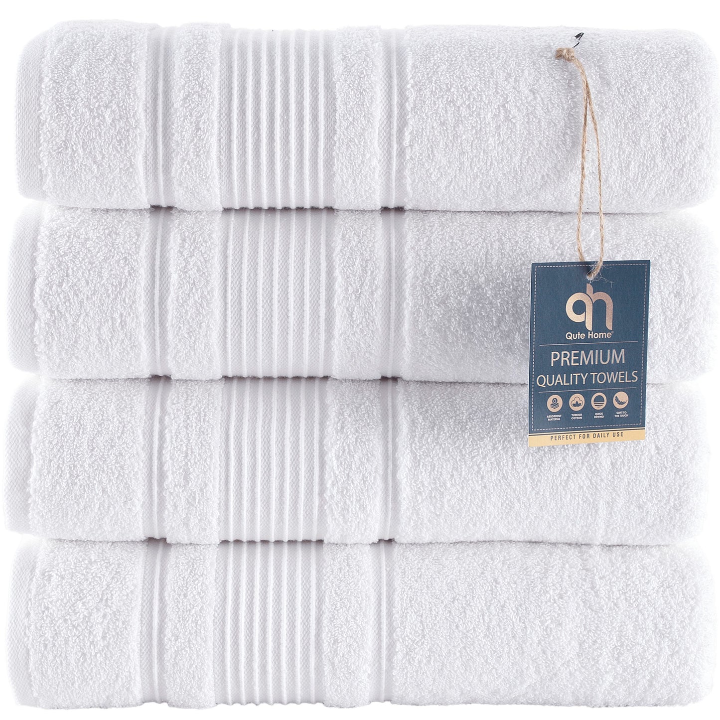 Qute Home Spa & Hotel Towels Towel Set, Bath Towels 27"x54", Hand Towels 16"x30", and Washcloths 13"x13"