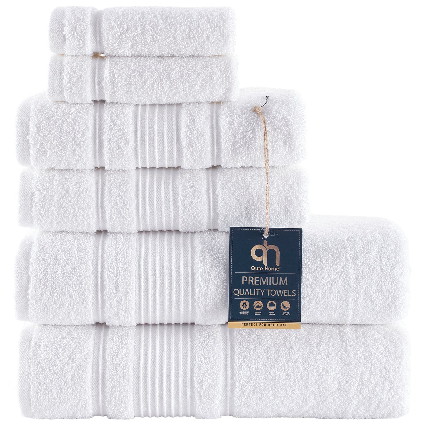 Qute Home Spa & Hotel Towels Towel Set, Bath Towels 27"x54", Hand Towels 16"x30", and Washcloths 13"x13"
