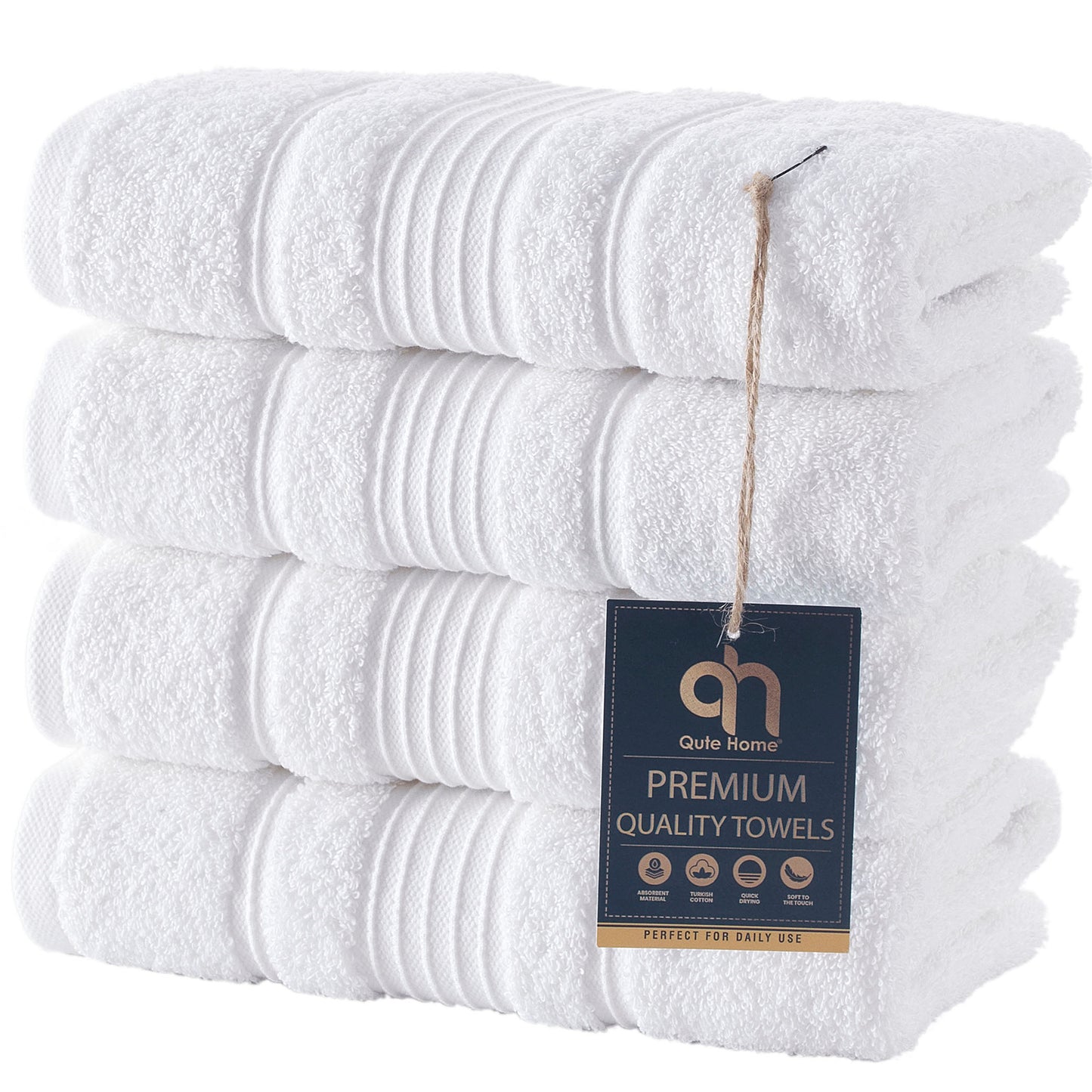 Qute Home Spa & Hotel Towels Towel Set, Bath Towels 27"x54", Hand Towels 16"x30", and Washcloths 13"x13"