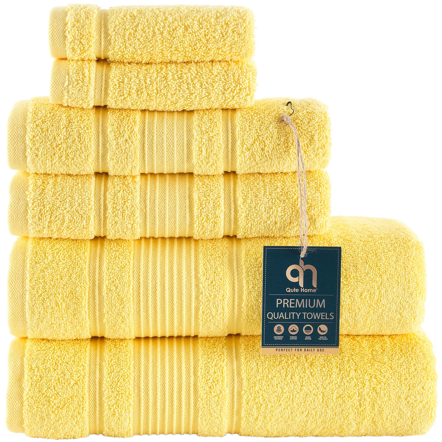 Qute Home Spa & Hotel Towels Towel Set, Bath Towels 27"x54", Hand Towels 16"x30", and Washcloths 13"x13"